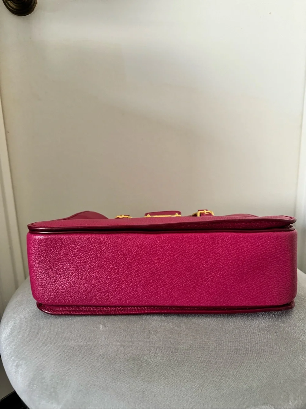 Miu Miu - PINK Pebbled Leather Satchel with Gold Hardware